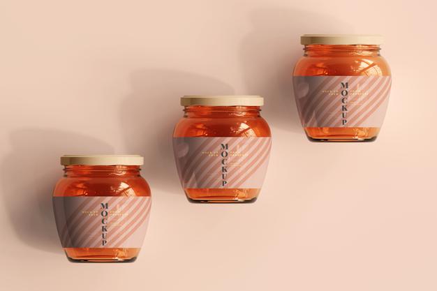 Free Marmalade Glass Jars Mockup Psd
