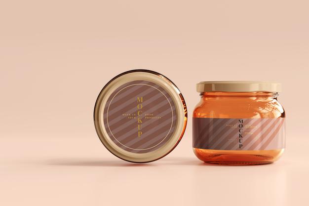 Free Marmalade Glass Jars Mockup Psd