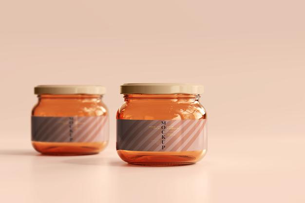 Free Marmalade Glass Jars Mockup Psd