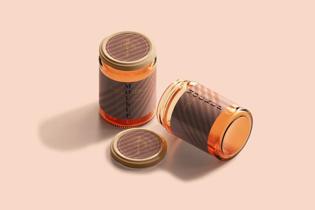 Free Marmalade Glass Jars Mockup Psd