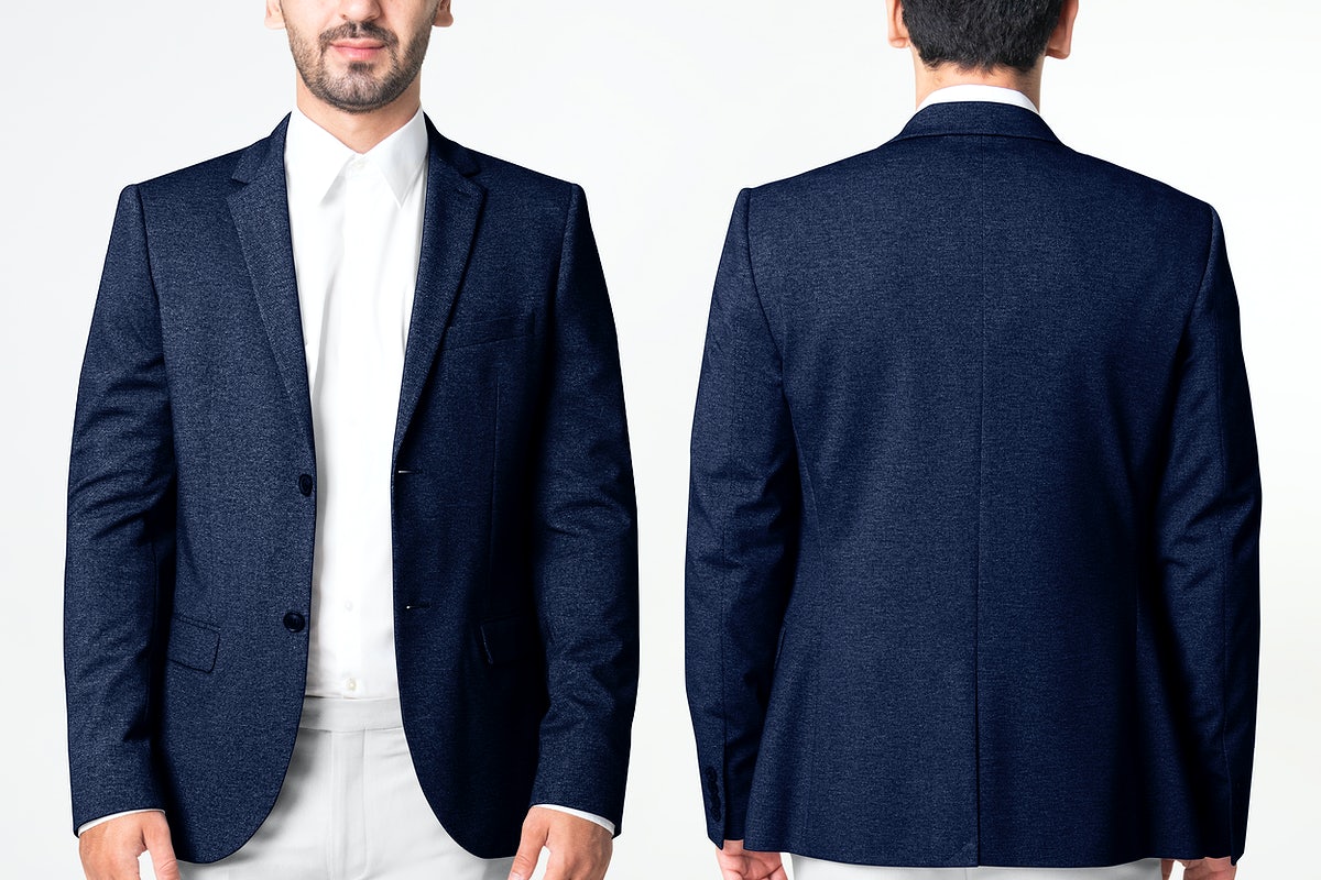 Free Men’S Blazer Mockup Psd Business Wear Fashion Full Body And Rear View Set