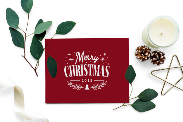Free Merry Christmas Greeting Card Mockup Psd