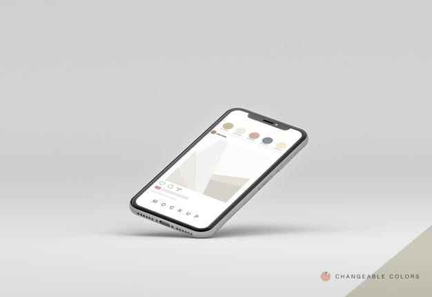 Free Minimal 3D Laying Phone With Rrss Interface Mockup Levitating Psd