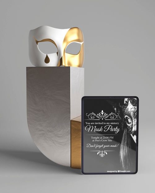 Free Minimalist Concept With Mask Party Mock-Up Psd
