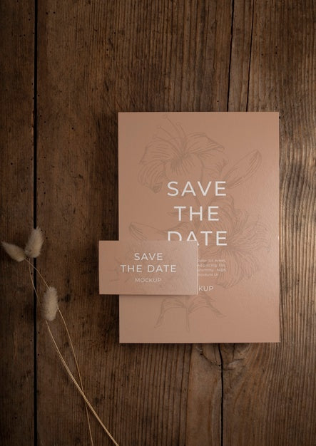 Free Minimalist Save The Date Stationary Mockup Psd
