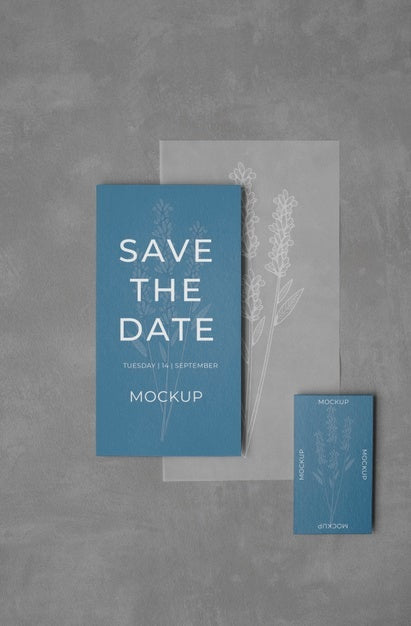 Free Minimalist Save The Date Stationary Mockup Psd