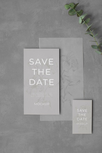 Free Minimalist Save The Date Stationary Mockup Psd