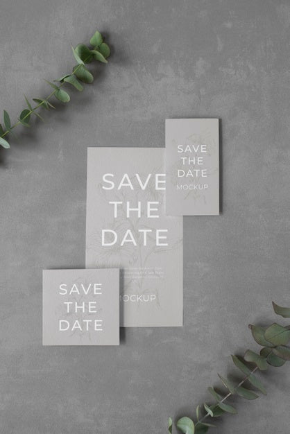 Free Minimalist Save The Date Stationary Mockup Psd