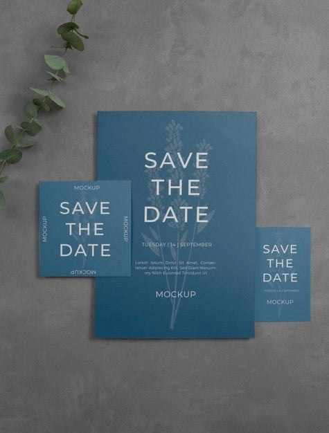 Free Minimalist Save The Date Stationary Mockup Psd