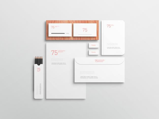 Free Minimalist White Stationary Set Mockup Psd