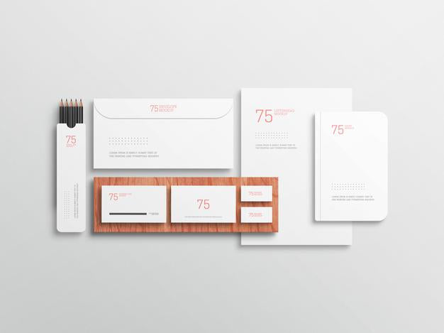 Free Minimalist White Stationary Set Mockup Psd
