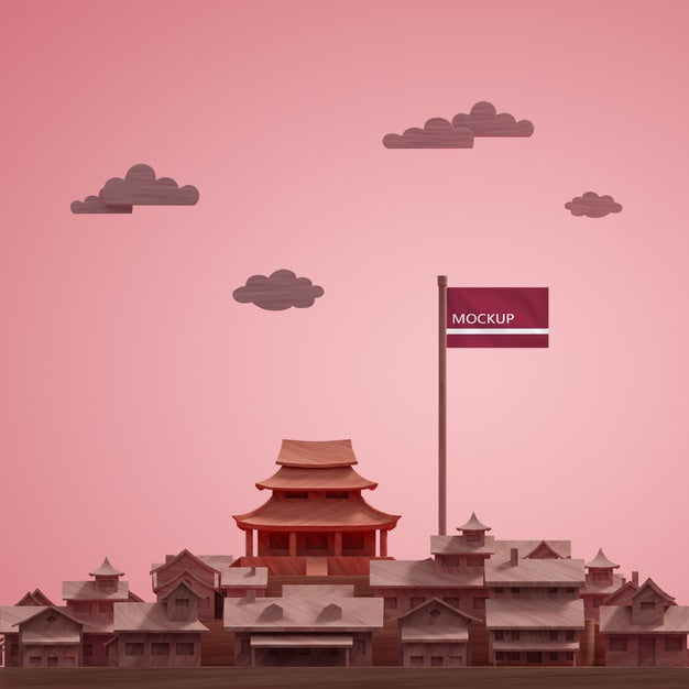 Free Mock-Up 3D Cities World Day Model Psd