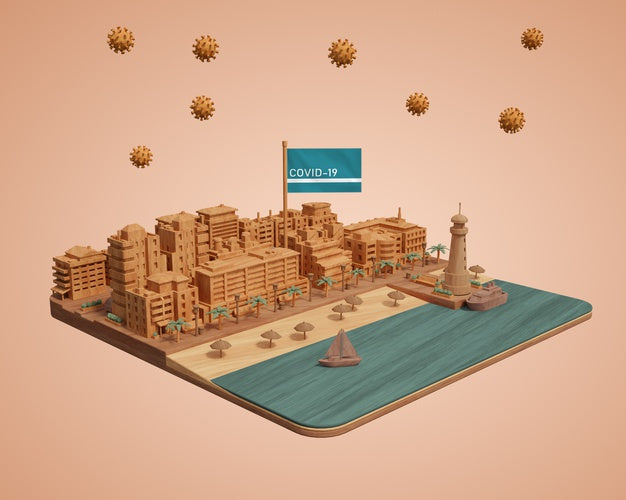 Free Mock-Up City Building Model On Table Psd