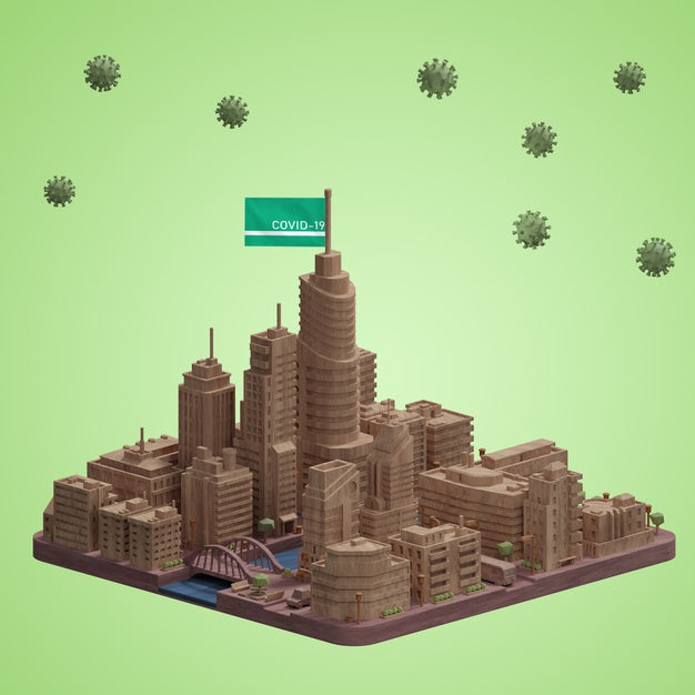 Free Mock-Up City Model With Covid19 Psd
