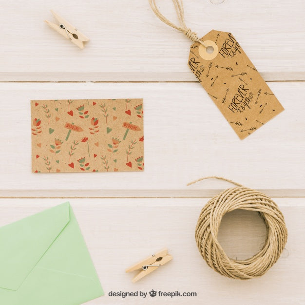 Free Mock Up Design With Wedding Card, Complements And Accesories Psd