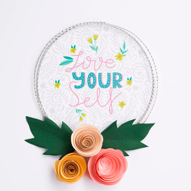 Free Mock-Up Ornamental Floral Frame With Motivational Message Psd