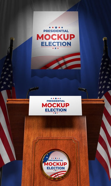 Free Mock-Up Presidential Election Podium For United States Psd