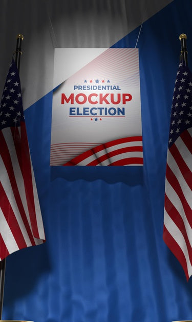 Free Mock-Up Presidential Election Poster For United States With Flags Psd