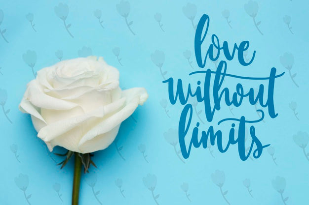 Free Mock-Up Rose Beside Positive Message Psd