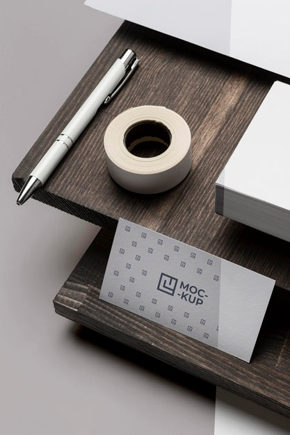 Free Mock-Up Stationery On Wood Composition Psd