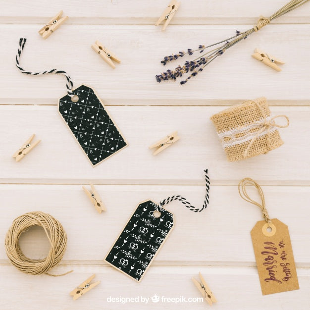 Free Mock Up With Labels And Wedding Accesories Psd