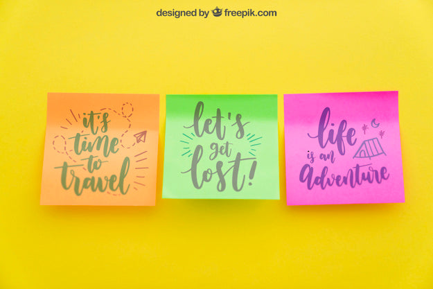 Free Mockup Of Colorful Adhesive Notes Psd