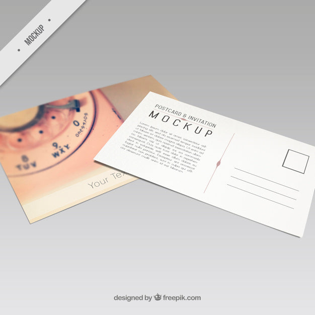 Free Mockup Of Postcard With A Retro Phone Psd