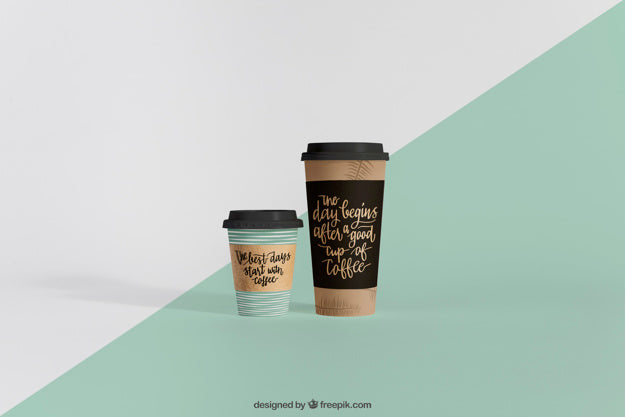Free Mockup Of Two Coffee Cups Of Different Sizes Psd