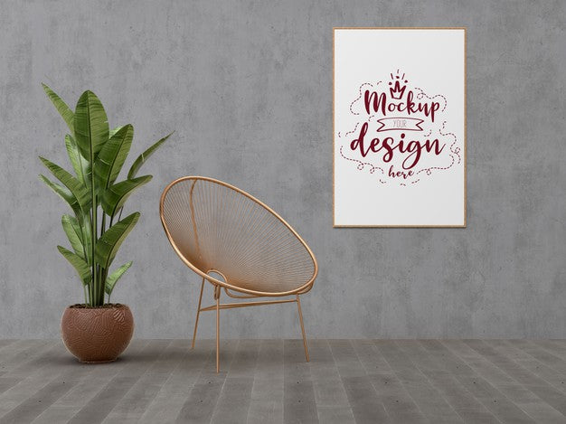 Free Mockup Poster Frame With Home Decorating In The Living Room Modern Interior. Psd