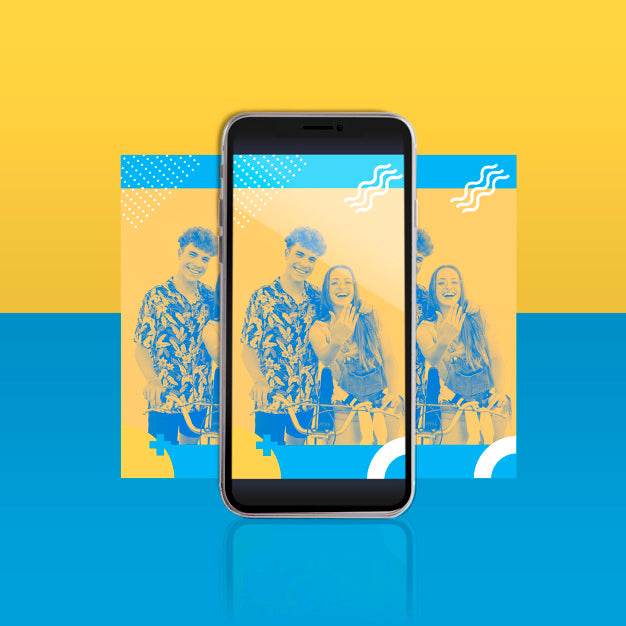 Free Modern Instagram Post Template With Smartphone Psd