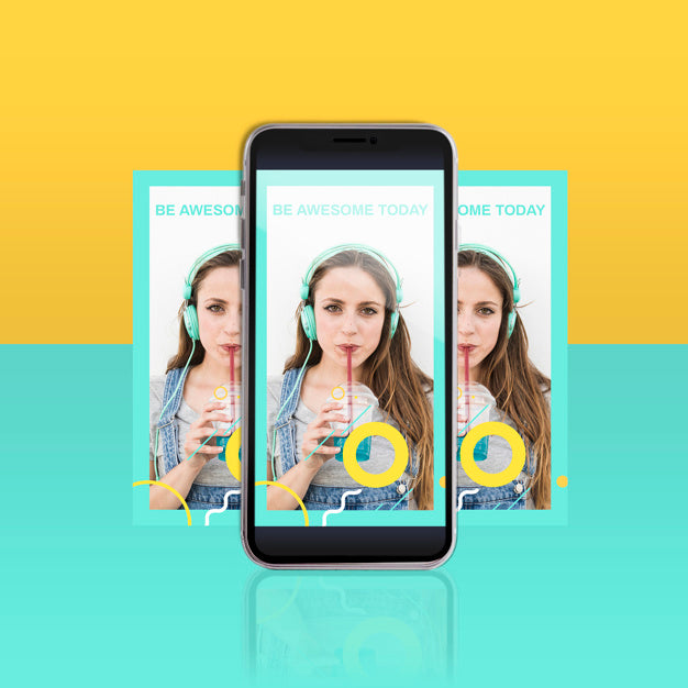 Free Modern Instagram Post Template With Smartphone Psd