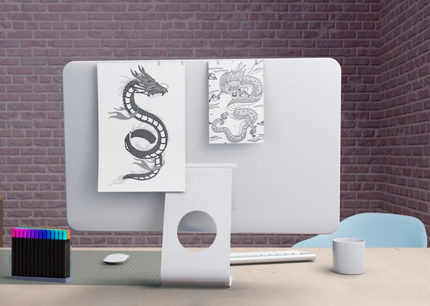 Free Modern Monitor On Office Indoor Psd