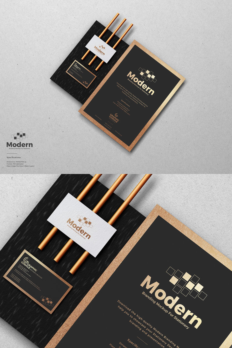 Free Modern Stationery Mockup For Branding