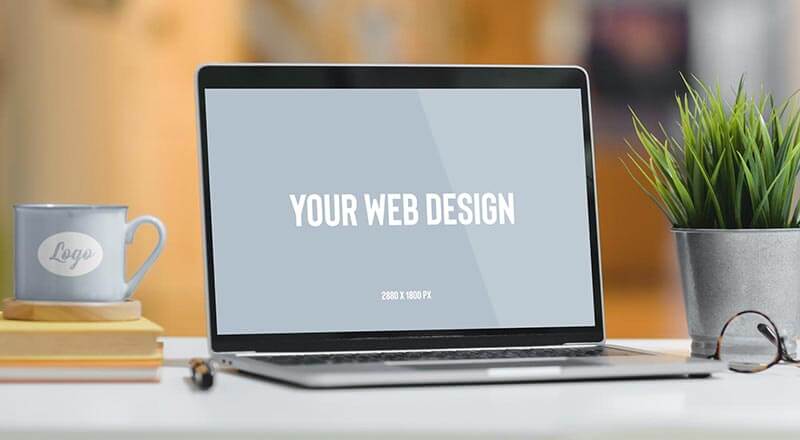 Free Mug & Laptop Website Mockup Psd