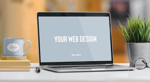 Free Mug & Laptop Website Mockup Psd