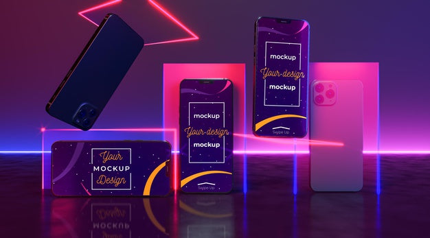 Free Neon Device Concept Mock-Up Psd