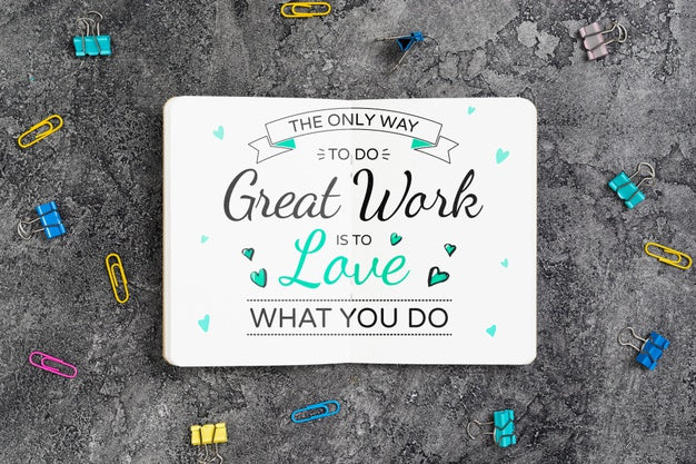 Free Notebook With Paper Clips Psd