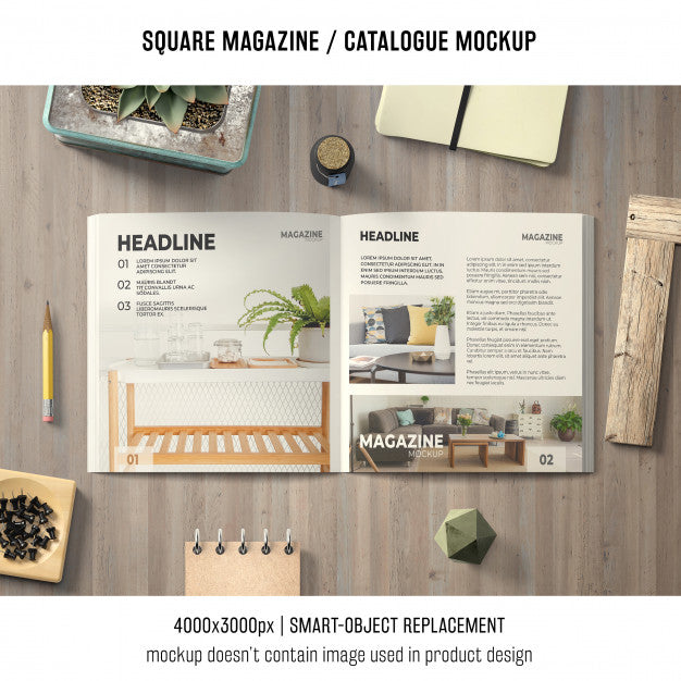 Free Open Square Magazine Or Catalogue Mockup Psd