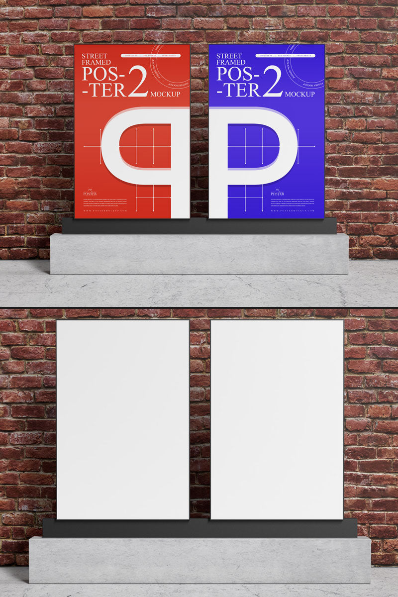 Free Outdoor Branding Two Framed Poster Mockup