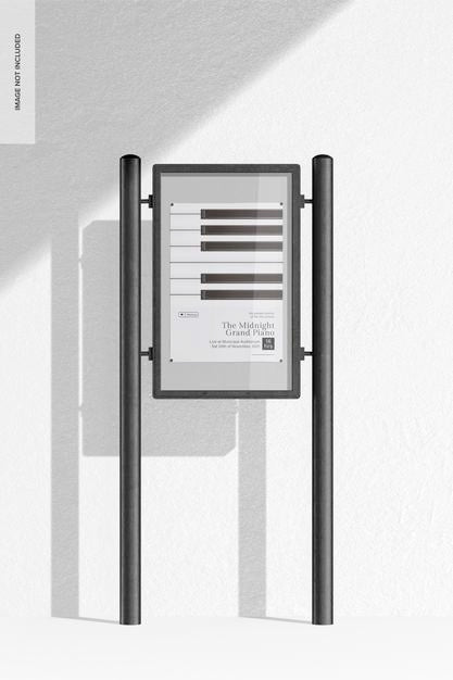 Free Outdoor Information Panel Mockup, Front View Psd