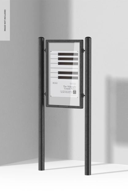 Free Outdoor Information Panel Mockup, Right View Psd