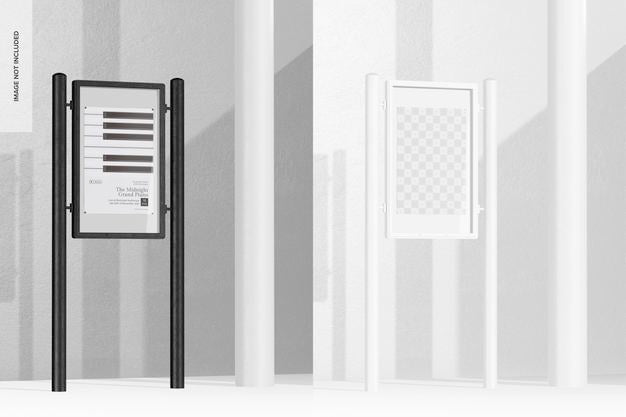 Free Outdoor Information Panel With Pole Mockup Psd