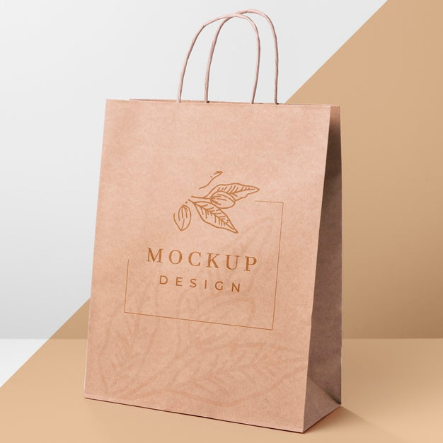 Free Paper Bag Mock-Up On Bicolor Background Psd