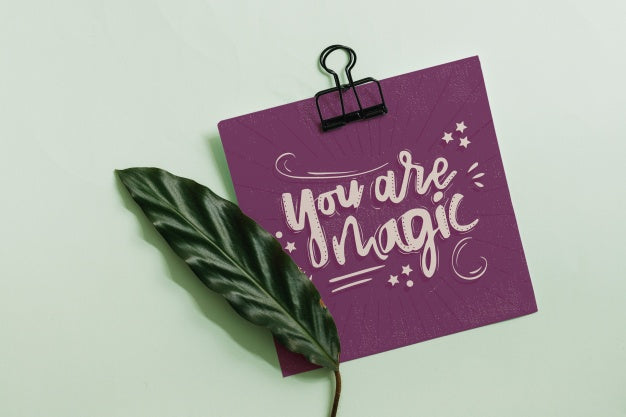 Free Paper Mockup With Clip And Leaves For Quote Psd