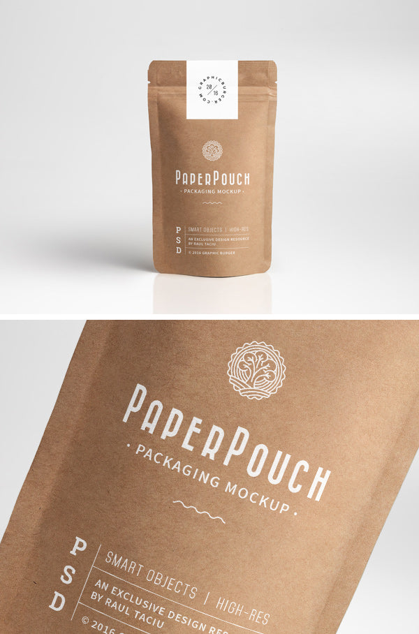 Free Paper Pouch Packaging Mockup