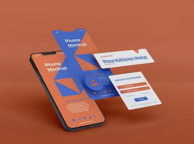 Free Phone Mockup Design Of Multiscreen Gravity Psd