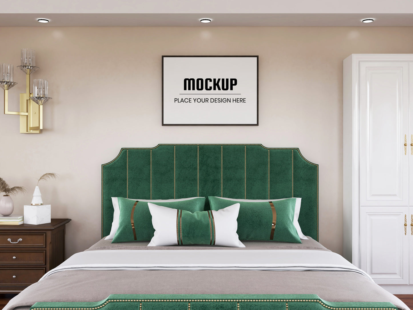 Free Photo Frame Mockup Realistic In The Bedroom Vol.2