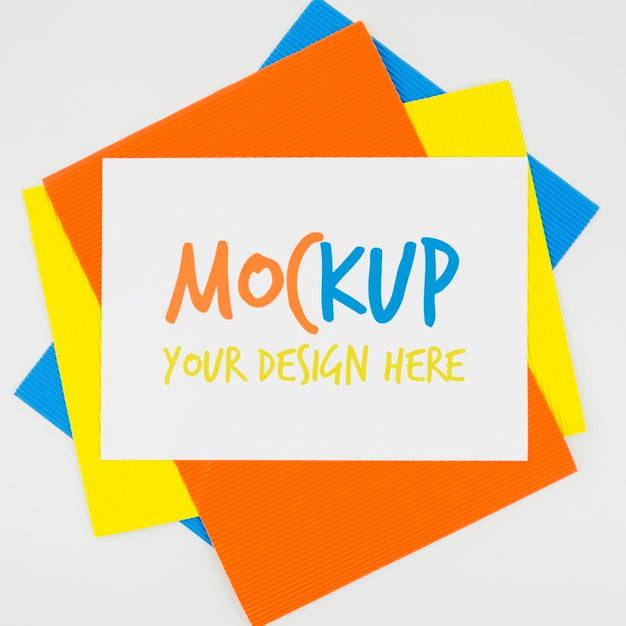 Free Pile Of Coloured Papers Mock-Up Psd