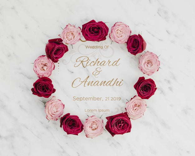 Free Pink And Red Roses Save The Date Psd