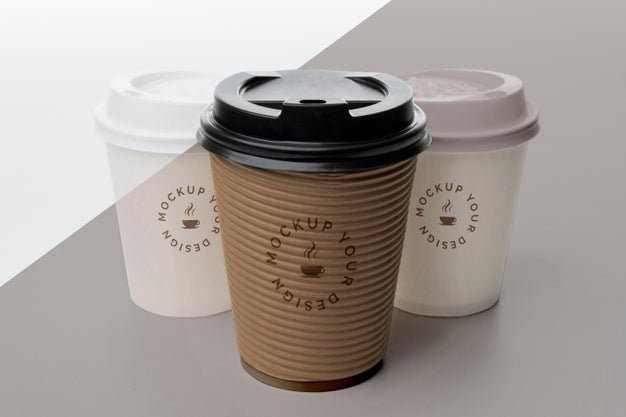 Free Plastic Cups With Coffee Mock Up On Table Psd